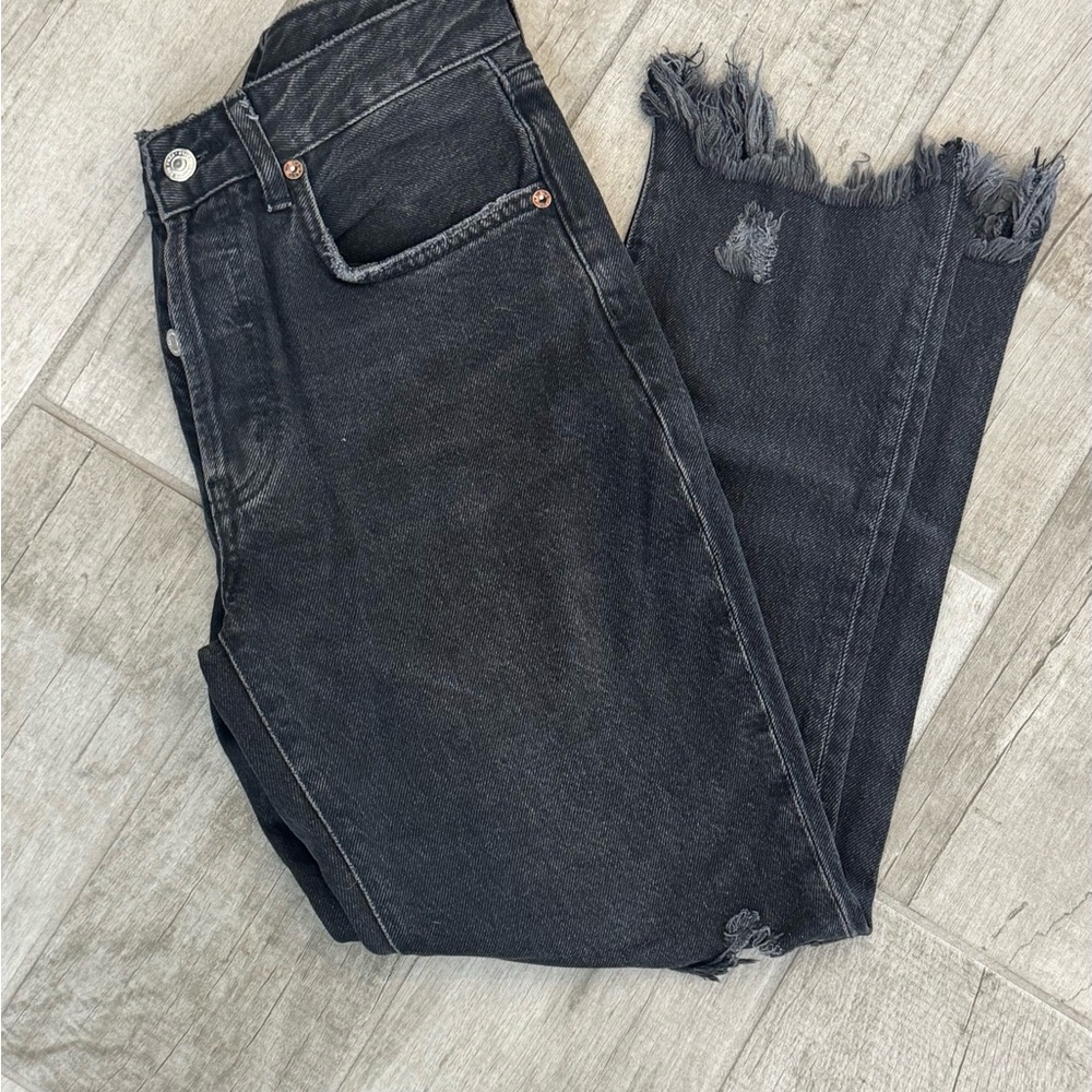 Free People - We The Free Black Distressed Cropped Jeans